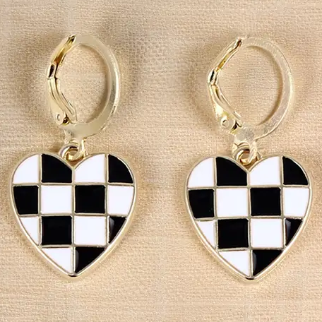 Checkered Heart Earrings
